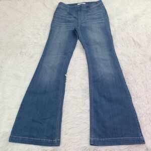 Cello women's mid rise flare pull on jeans elastic waist